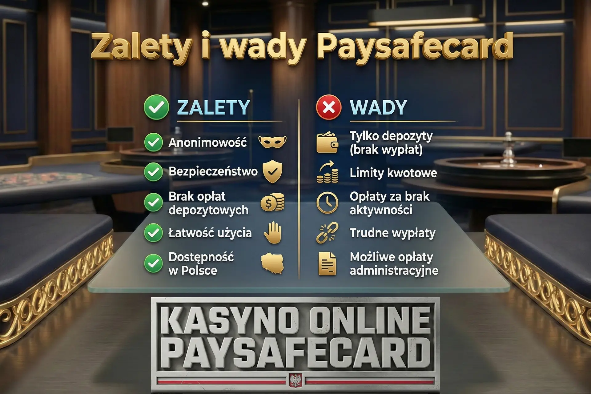 Główne zalety i wady metody płatności Paysafecard